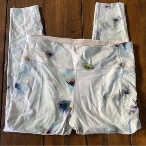 CALIA Carrie Underwood White and Blue Leggings Dreamy Watercolor Design NWT XL